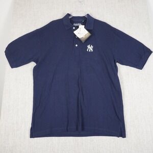 New York Yankees Stitches Polo Shirt Mens Large Navy Blue MLB Baseball NWT
